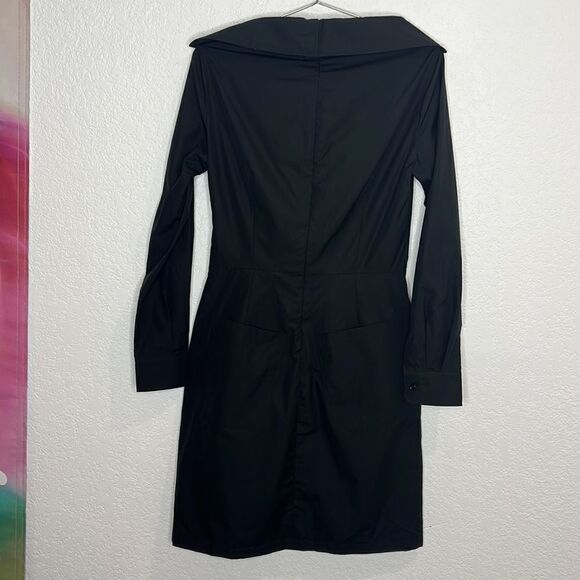 NWT Max Mara Squaw Gathered Cotton Poplin Shirt Dress Black Size 6 - Picture 7 of 16